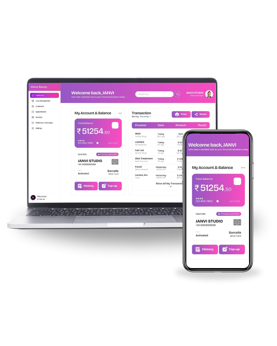 Glame CRM Dashboard